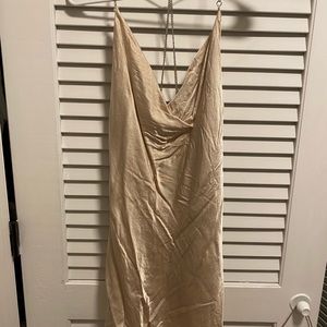 Nude slinky silk dress